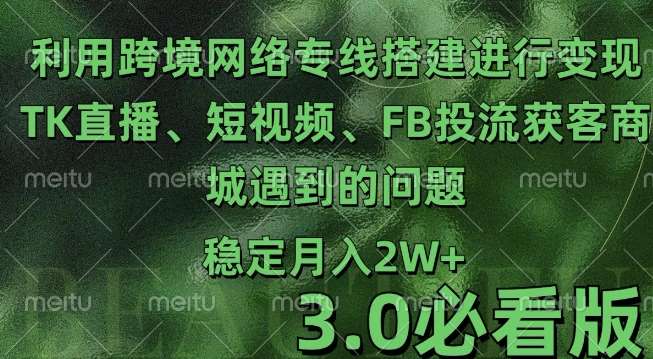 利用跨境电商网络及搭建TK直播、短视频、FB投流获客以及商城遇到的问题进行变现3.0必看版【揭秘】-时光论坛
