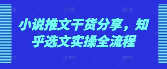 小说推文干货分享，知乎选文实操全流程-时光论坛