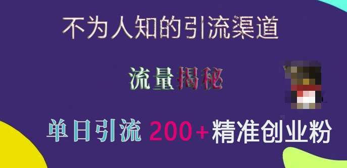 不为人知的引流渠道，流量揭秘，实测单日引流200+精准创业粉【揭秘】-时光论坛