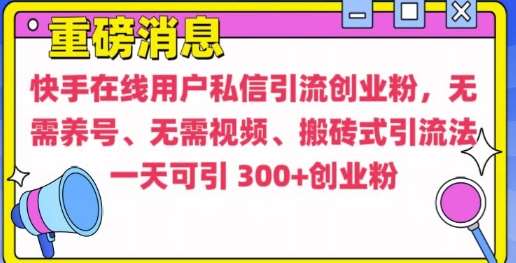 快手最新引流创业粉方法，无需养号、无需视频、搬砖式引流法【揭秘】-时光论坛