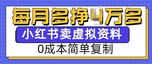 小红书虚拟资料项目，0成本简单复制，每个月多挣1W【揭秘】-时光论坛