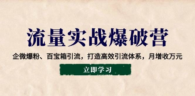 （14039期）流量实战爆破营：企微爆粉、百宝箱引流，打造高效引流体系，月增收万元-时光论坛