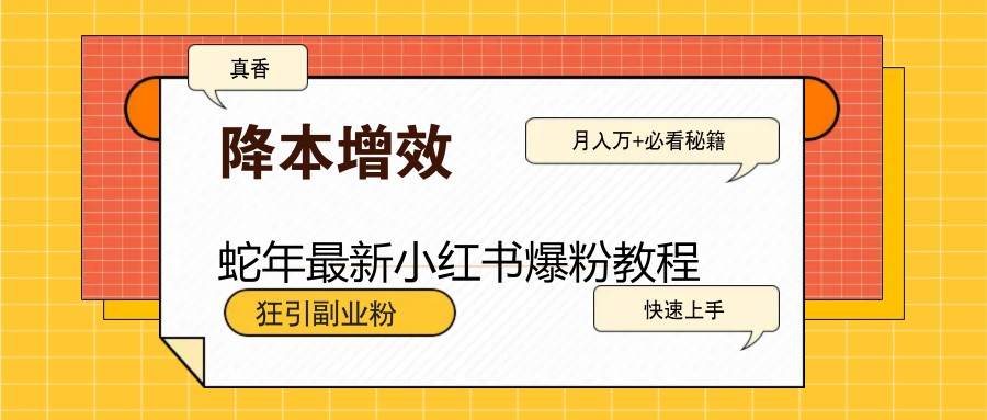 蛇年最新小红书爆粉教程，狂引副业粉，月入万+必看-时光论坛