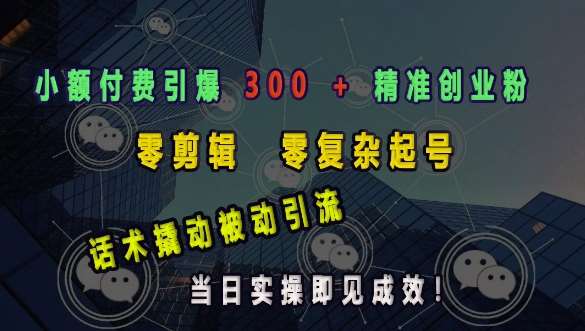 图片[1]-小额付费引爆 300 + 精准创业粉，零剪辑、零复杂起号，话术撬动被动引流，当日实操即见成效-时光论坛