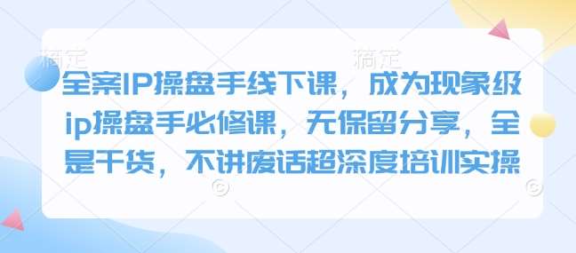 全案IP操盘手线下课，成为现象级ip操盘手必修课，无保留分享，全是干货，不讲废话超深度培训实操-时光论坛