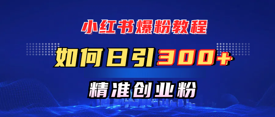 小红书爆粉教程，如何日引300+创业粉，快速实现精准变现！-时光论坛