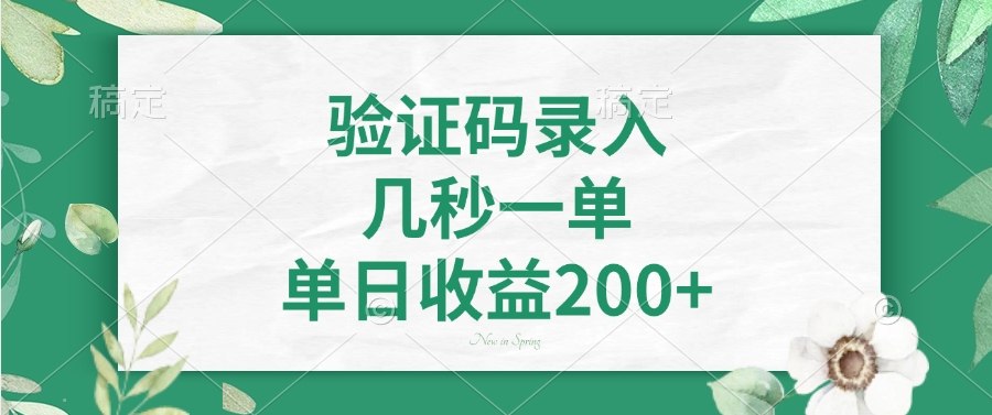 验证码录入，几秒一单，单日收益200+-时光论坛