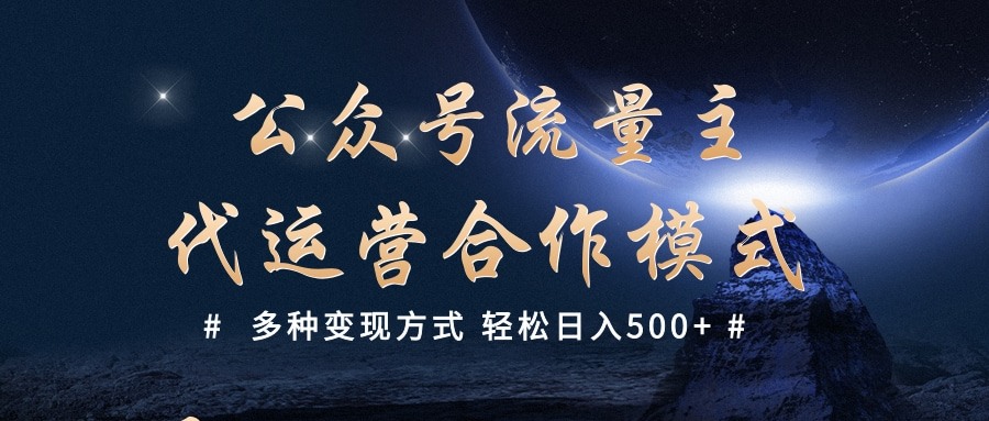 公众号流量主代运营  多种变现方式 轻松日入500+-时光论坛