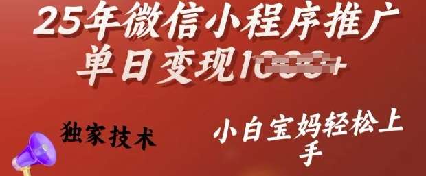 25年微信小程序推广单日变现多张，独家技术，小白宝妈轻松上手【揭秘】-时光论坛