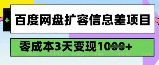 百度网盘扩容信息差项目，零成本，3天变现1k，详细实操流程-时光论坛