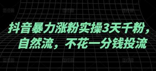 抖音暴力涨粉实操3天千粉，自然流，不花一分钱投流，实操经验分享-时光论坛