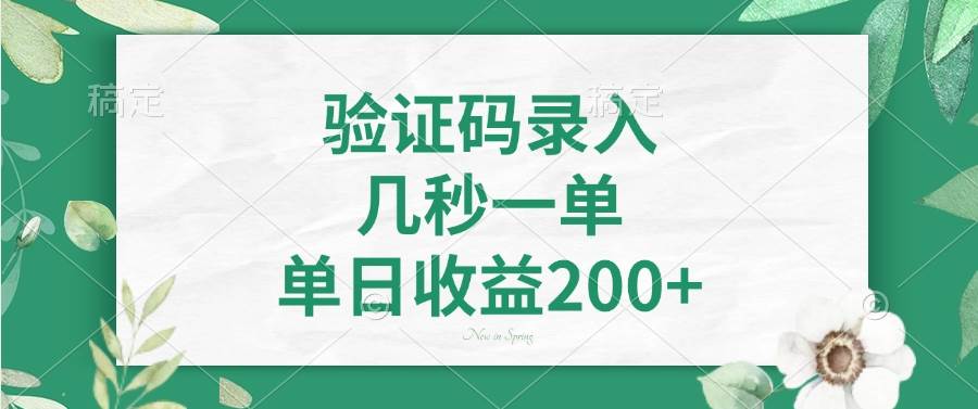 （14221期）验证码录入，几秒一单，单日收益200+-时光论坛