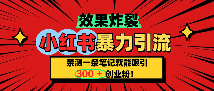 小红书炸裂玩法，亲测一条笔记就能吸引300+精准创业粉！-时光论坛