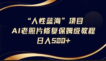 人性蓝海AI老照片修复项目保姆级教程，长期复购，轻松日入5张-时光论坛