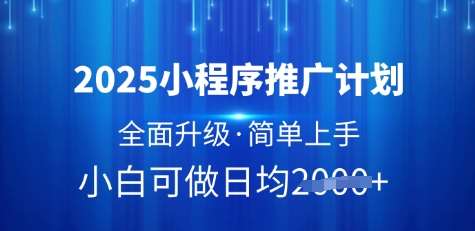 2025小程序推广计划，全面升级，简单上手，日均多张【揭秘】-时光论坛