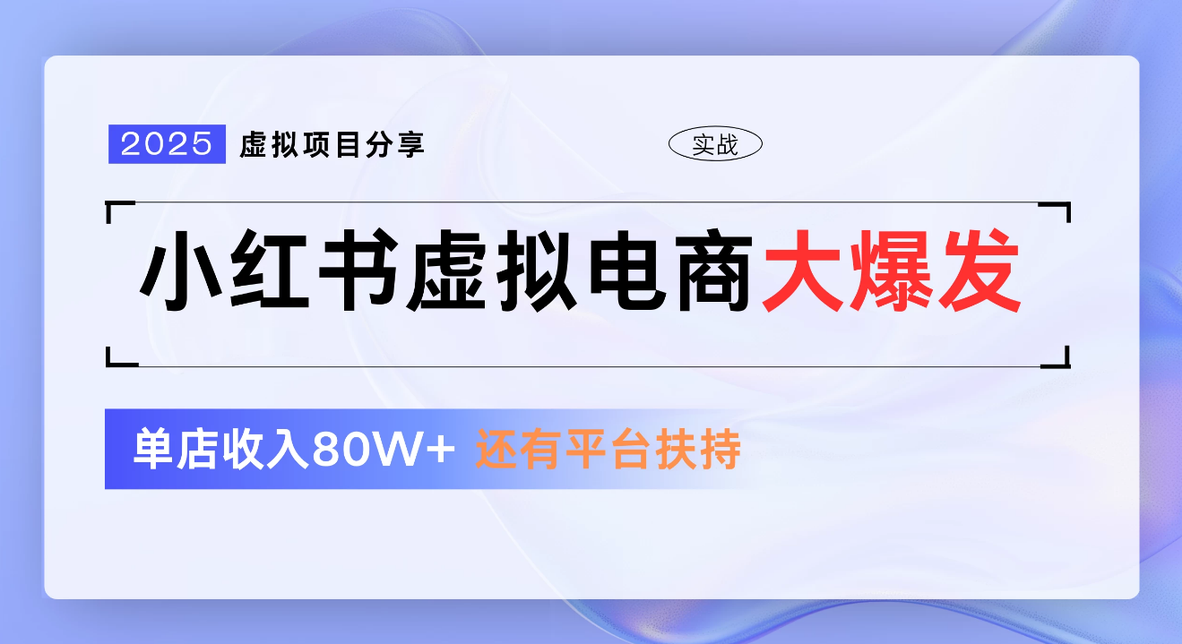 小红书虚拟电商项目，新手单店月入1W，0门槛1拖3玩法-时光论坛