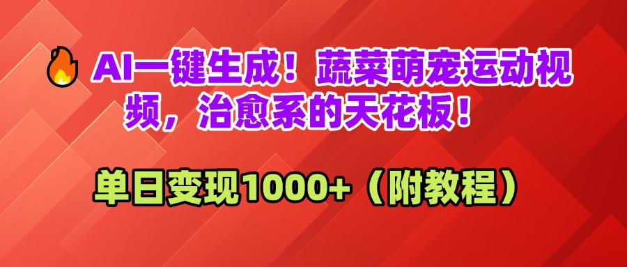 AI一键生成！蔬菜萌宠运动视频，治愈系的天花板！单日变现1000+（附教程）-时光论坛