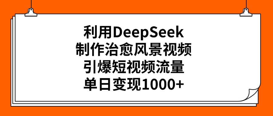 利用DeepSeek，制作治愈风景视频，引爆短视频流量，单日变现1000+-时光论坛