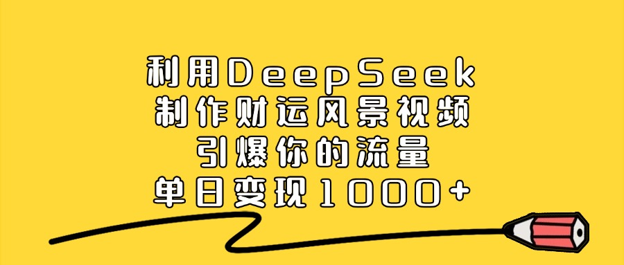 利用DeepSeek制作财运风景视频，单日变现1000+，引爆你的流量-时光论坛