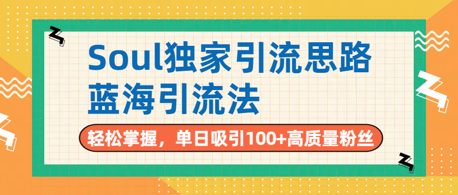 Soul独家引流思路，单日吸引100+高质量粉丝，蓝海引流法，轻松掌握-时光论坛