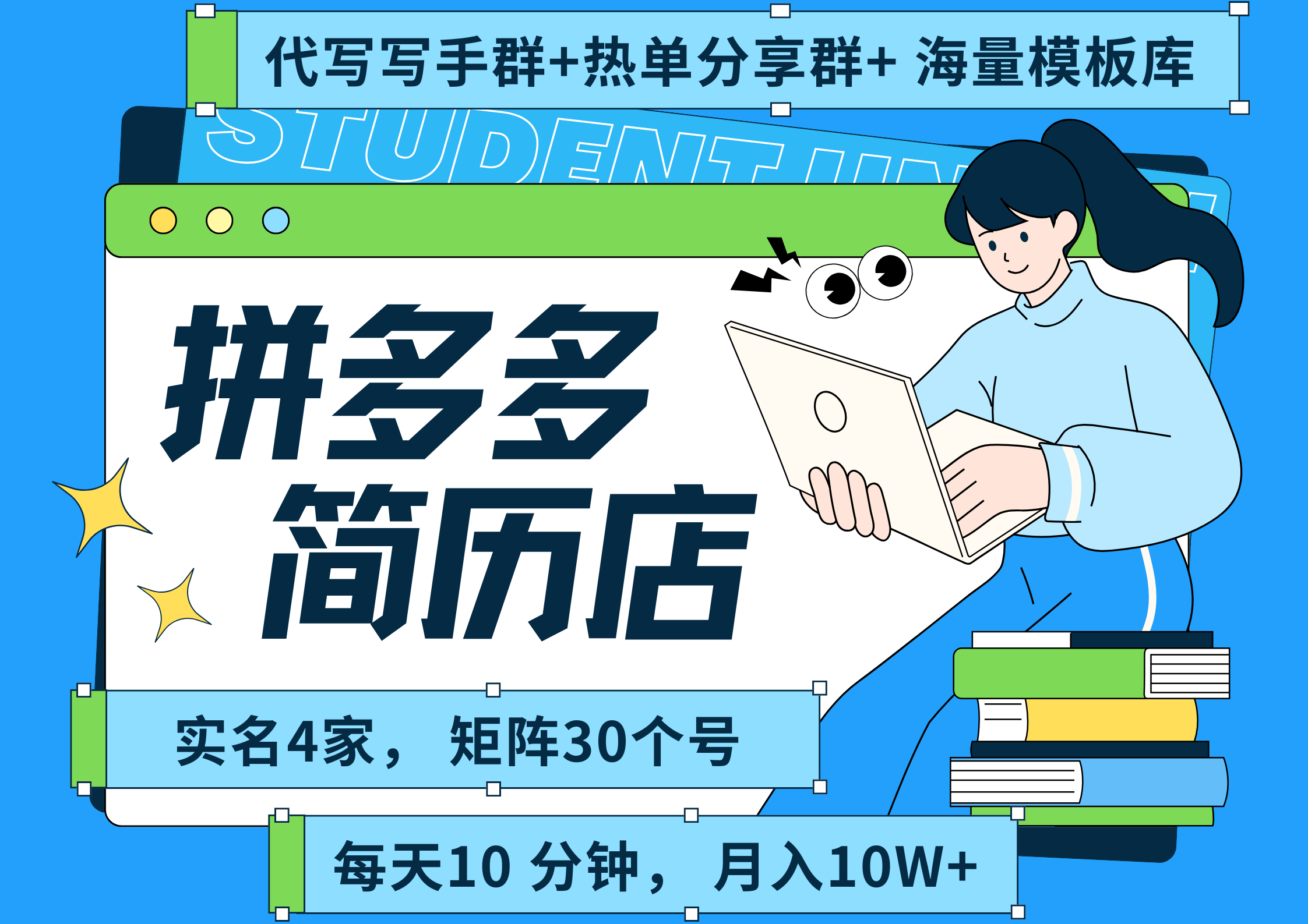 拼多多 虚拟资料 简历 海报代写 全SOP流程 毫无保留分享（含后端资料以及代写渠道）每天十分钟 每人实名四个店  矩阵30个账号  轻轻松松 月入10W-时光论坛