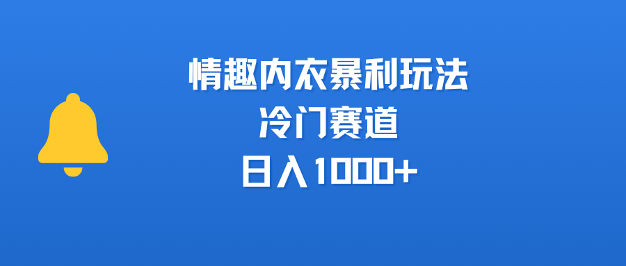 情趣内衣暴利玩法，冷门赛道，日入1000+-时光论坛