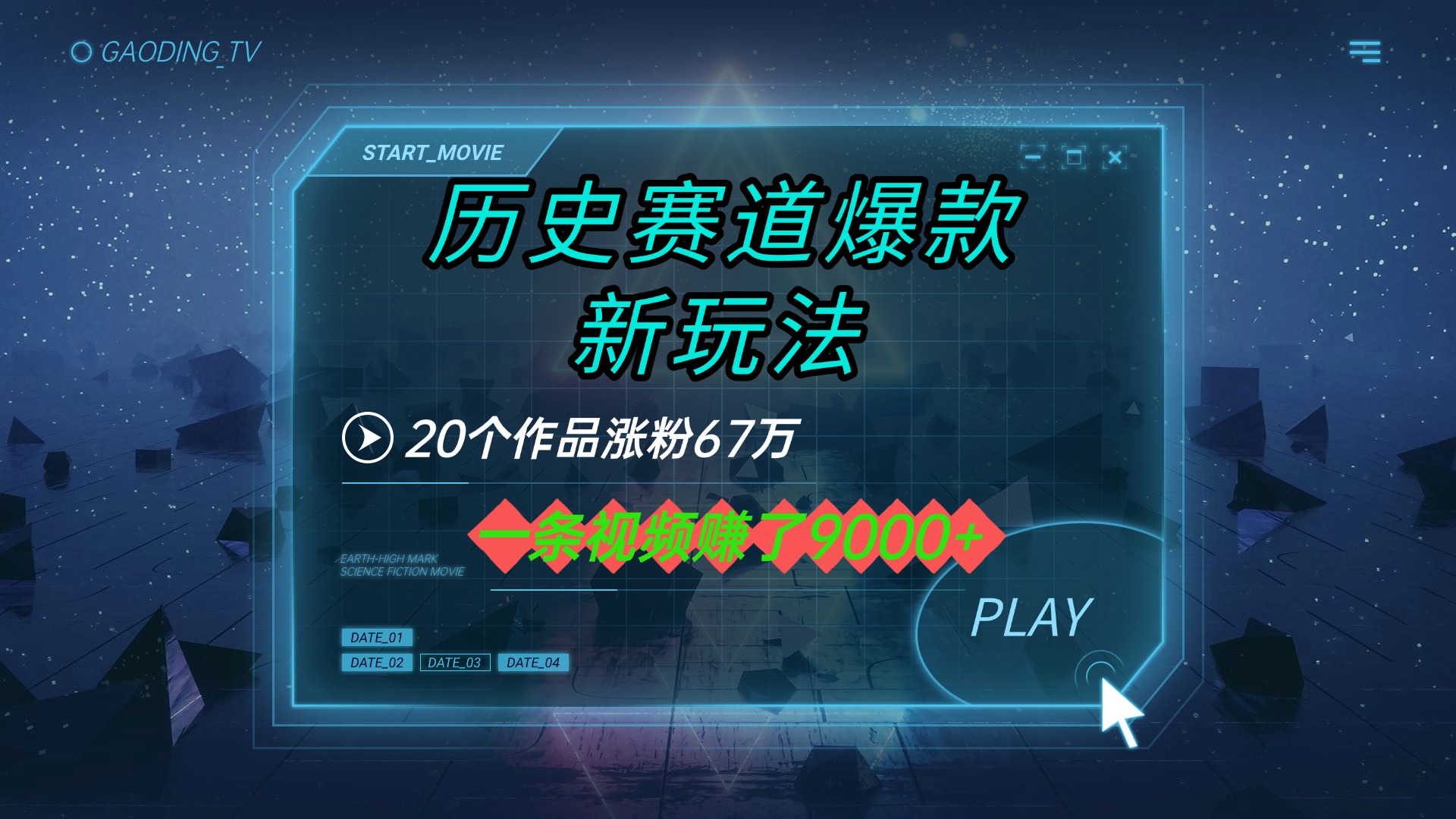 20个作品涨粉67万，一条视频赚了9000+，历史赛道爆款新玩法-时光论坛