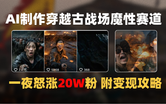 AI制作穿越古战场视频一夜涨粉20W保姆级教学（附AI变现指南）-时光论坛