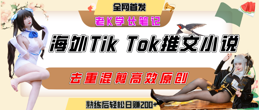 海外tiktok小说推文暴力项目，高停留率，高转化率，上手后一天搞顿饭钱不是问题-时光论坛