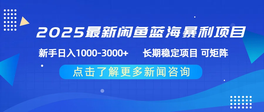 2025最新闲鱼蓝海暴利项目 ，新手日入1000-3000+ 长期稳定项目 可矩阵-时光论坛