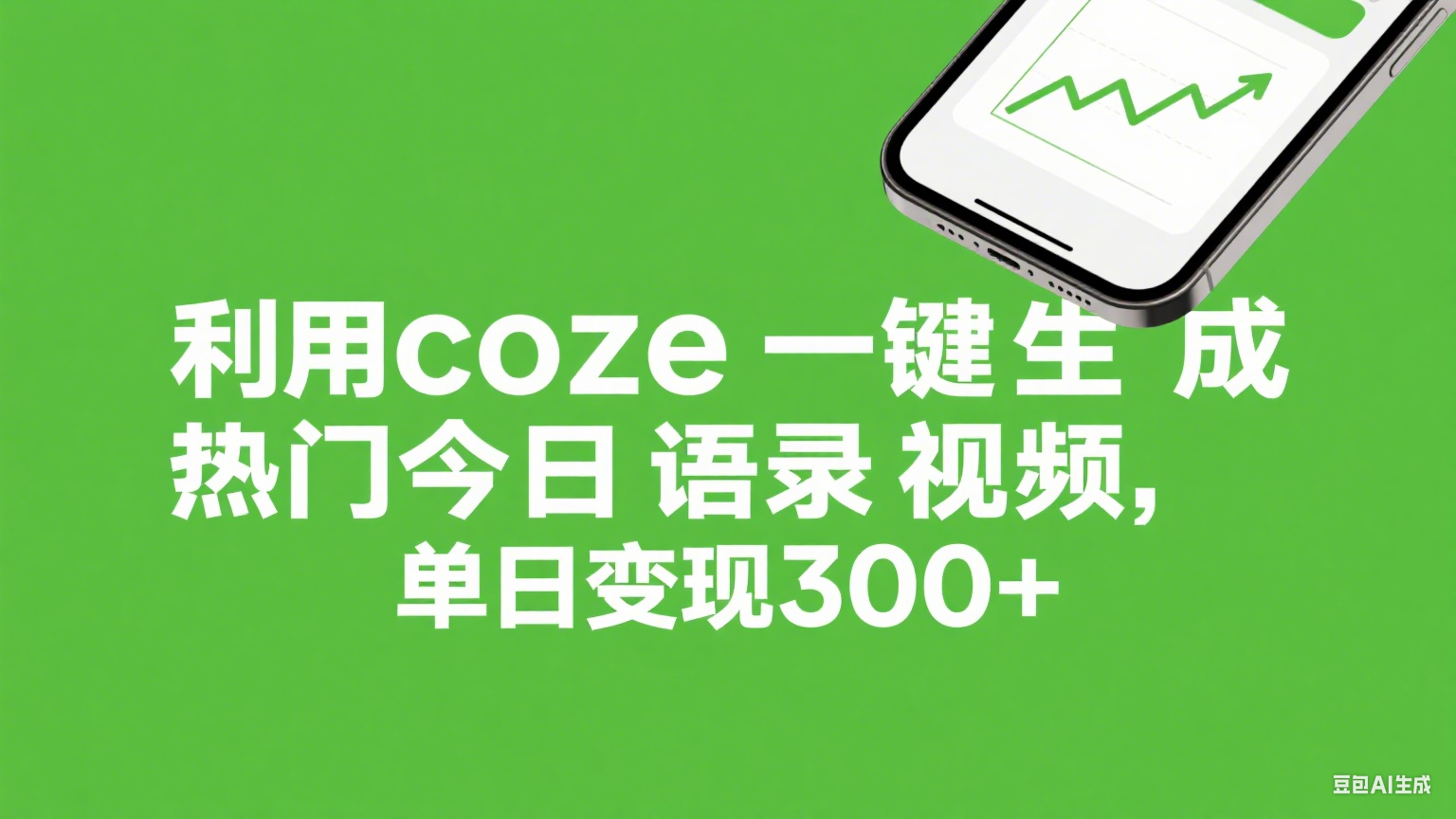 利用coze一键生成热门今日语录视频，单日变现300+-时光论坛
