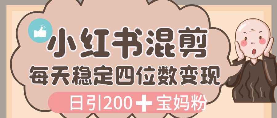 价值 3980 的小红书混剪， 虚拟变现，日引 200+宝妈创业粉，每天稳定四位数变现-时光论坛