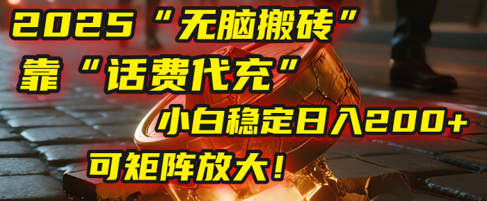 无脑搬砖项目：靠“话费代充”，小白稳定日入200+，可矩阵放大！-时光论坛