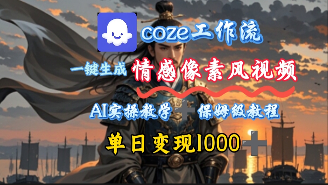 用coze工作流一键生成情感像素风视频，几分钟一条，单日变现500+-时光论坛