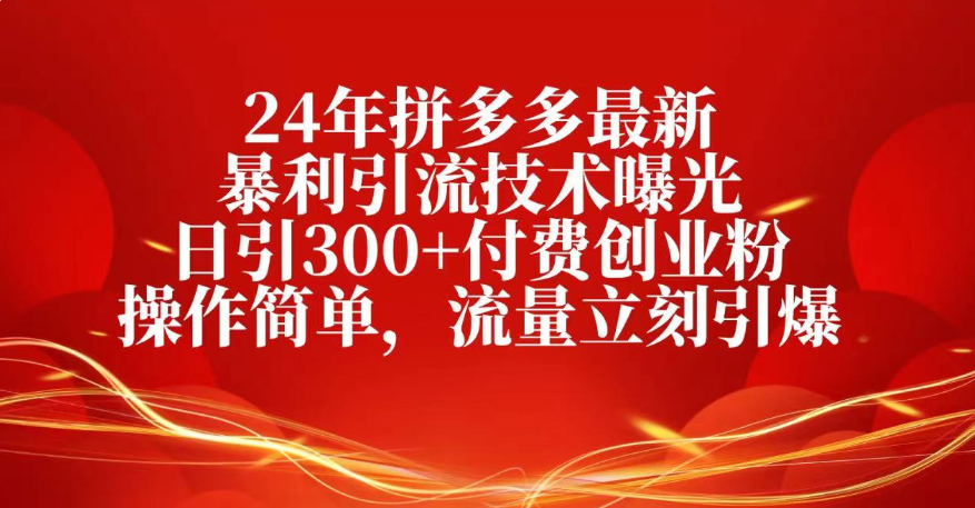 25年拼多多最新暴利引流技术曝光、日引300+付费创业粉操作简单，流量立刻引爆-时光论坛
