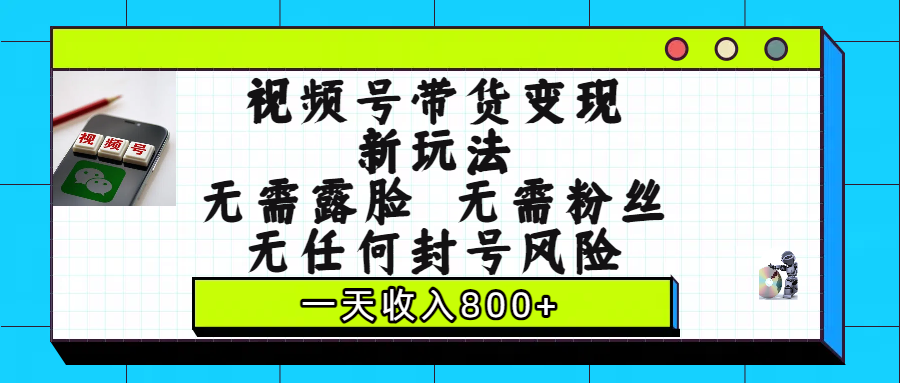 视频号带货变现新玩法，无需露脸，无需粉丝，无任何封号风险，一天收入800+-时光论坛
