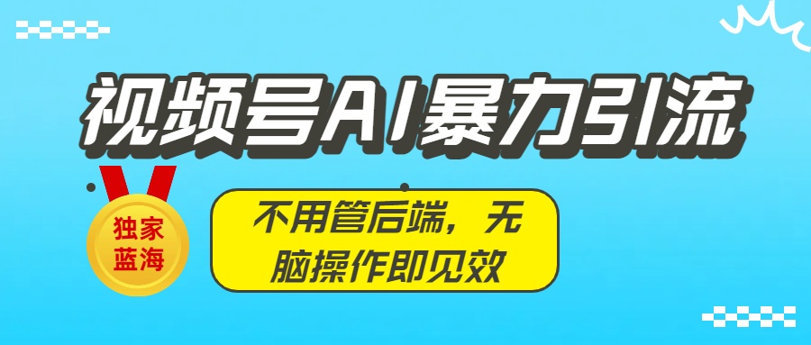 独家蓝海！视频号AI暴力引流：不用管后端，无脑操作即见效-时光论坛
