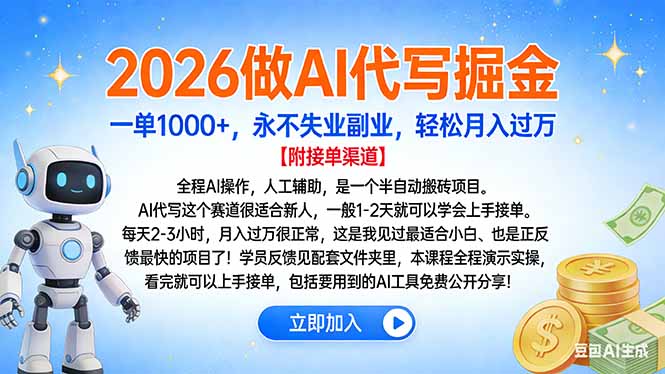 2026做AI代写掘金，一单1000+，永不失业副业，轻松月入过万-时光论坛