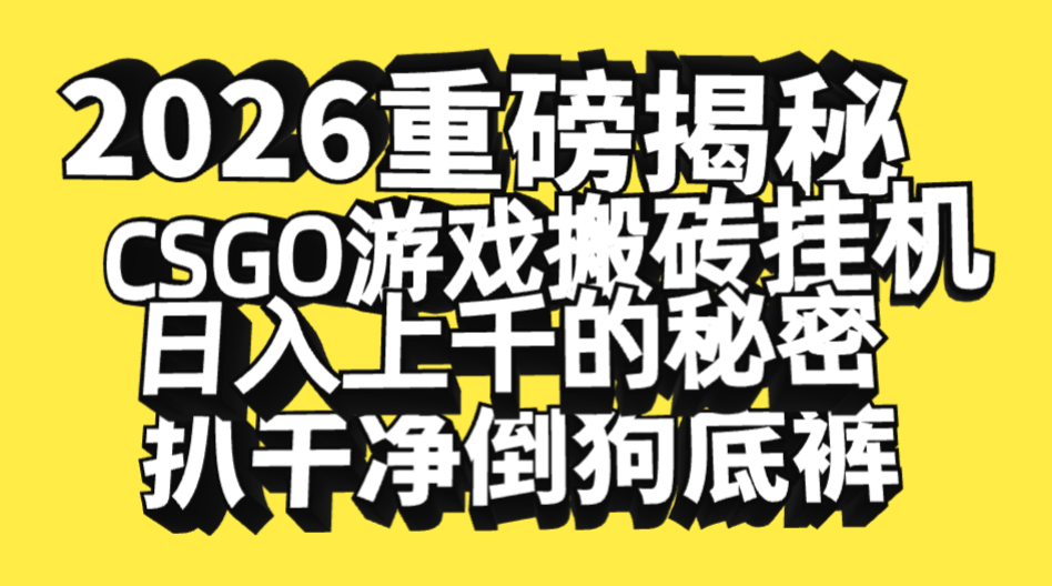 2026开年重磅解密，CSGO游戏搬砖挂机日入上千的秘密，把倒狗的底裤扒干净，毫无保留-时光论坛