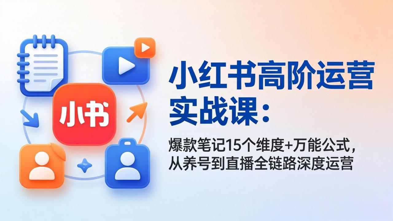 小红书高阶运营实战课：爆款笔记15个维度+万能公式，从养号到直播全链路深度运营-时光论坛