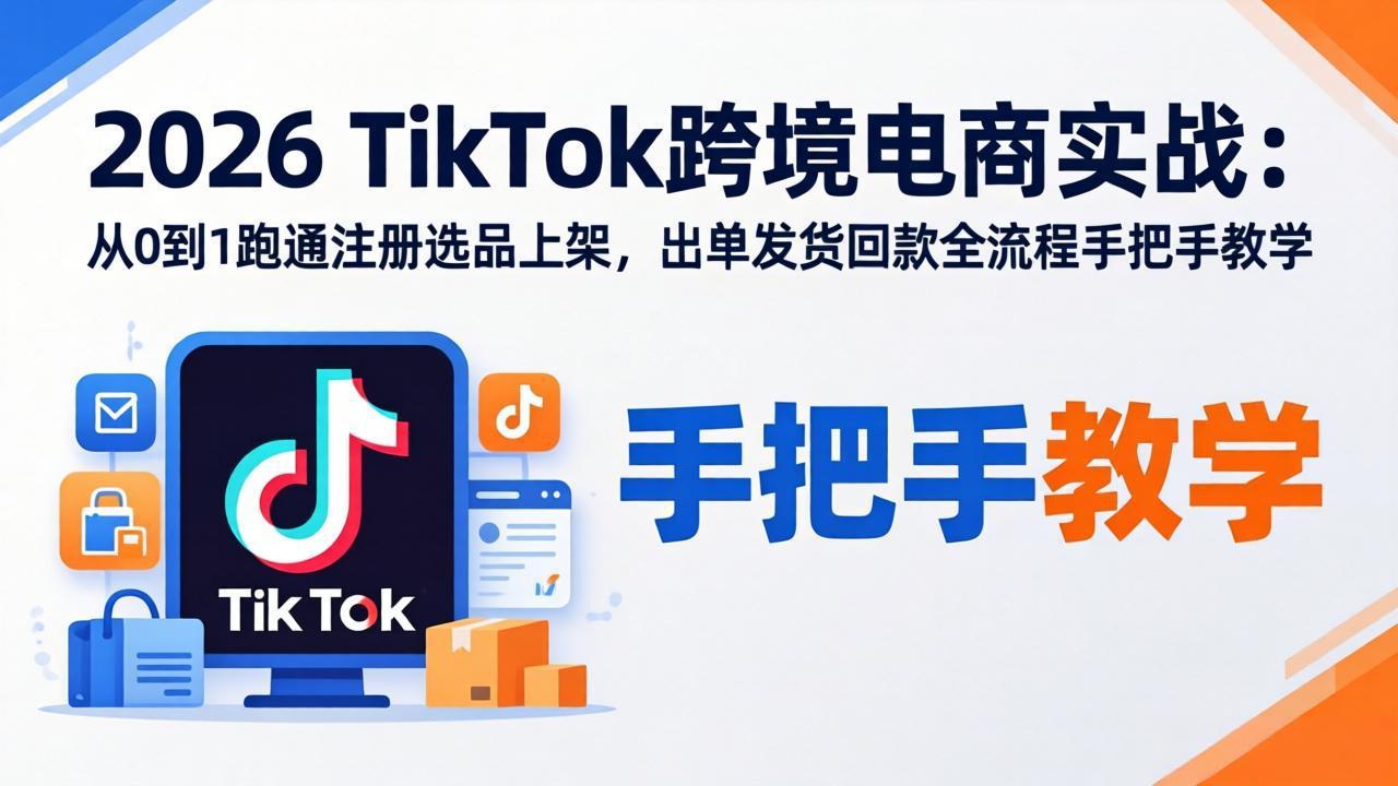 2026TikTok跨境电商实战：从0到1跑通注册选品上架，出单发货回款全流程手把手教学-时光论坛