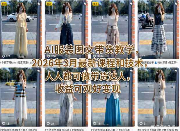 AI服装图文带货教学，2026年3月最新课程和技术，人人都可做带货达人，收益可观好变现-时光论坛