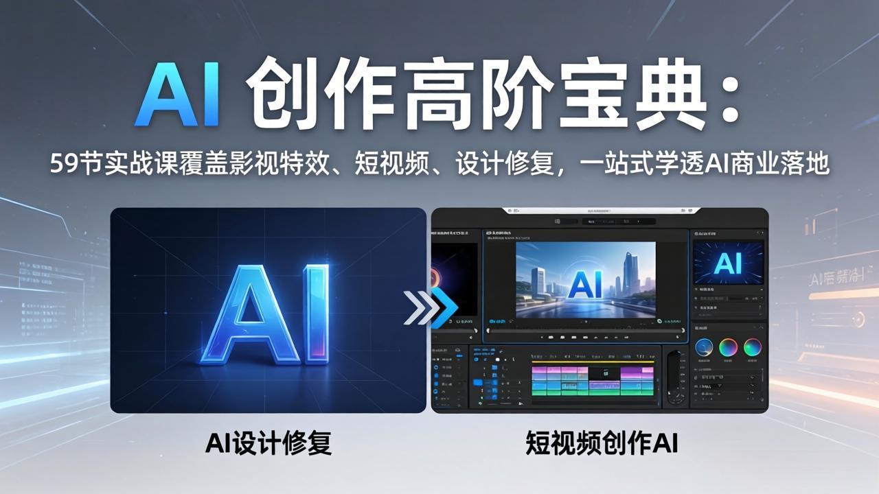AI 创作高阶宝典：59节实战课覆盖影视特效、短视频、设计修复，一站式学透AI商业落地-时光论坛