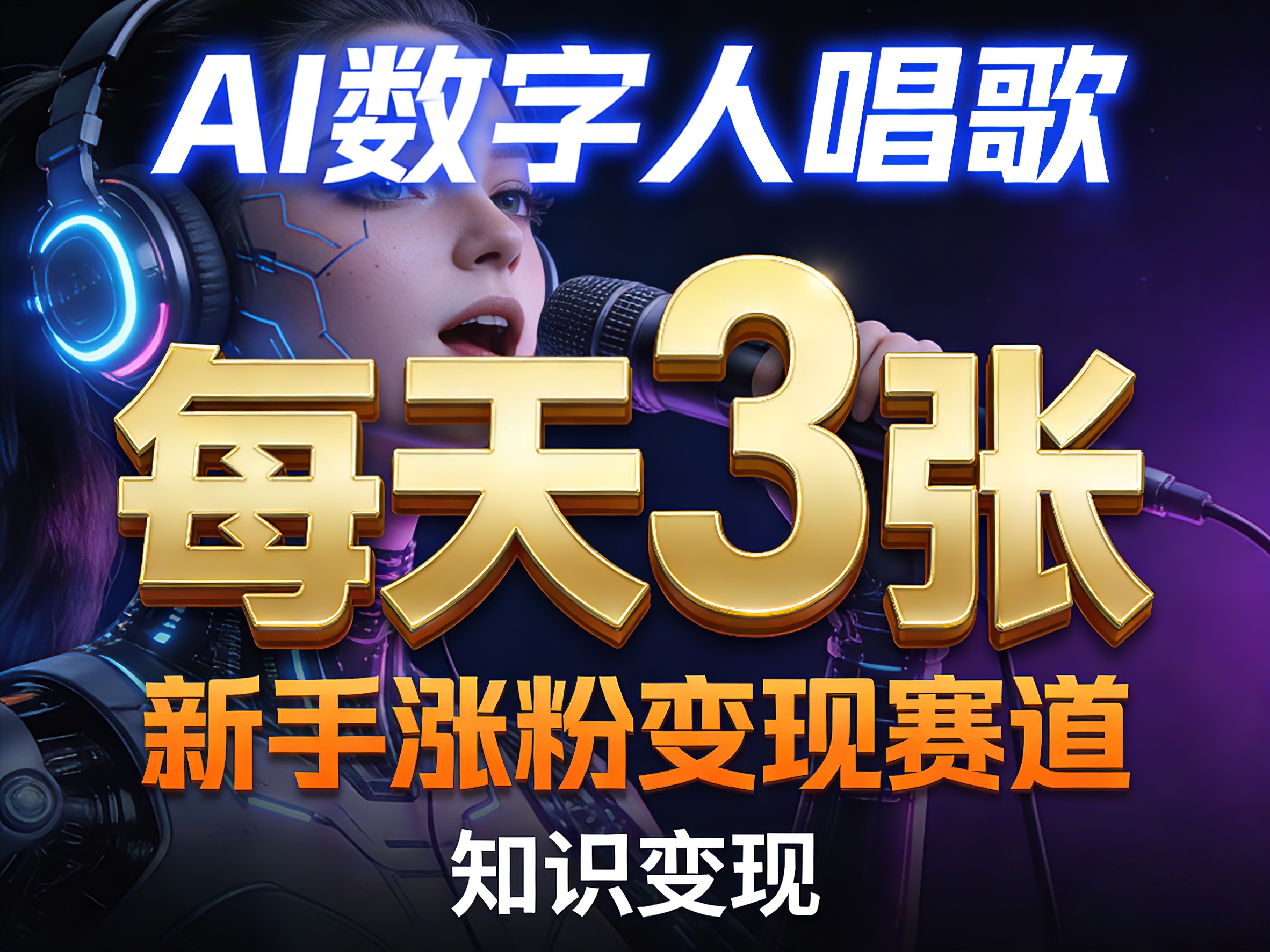 AI数字人唱歌，新手涨粉变现赛道，每天3张和知识付费，副业必备-时光论坛