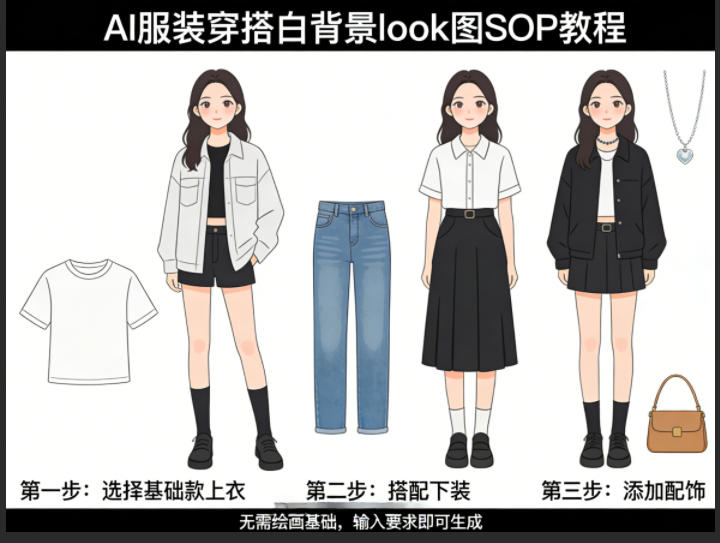 AI服装穿搭白背景look图SOP教程，不用会画画，提几句具体要求，AI就能还你一个奇迹-时光论坛