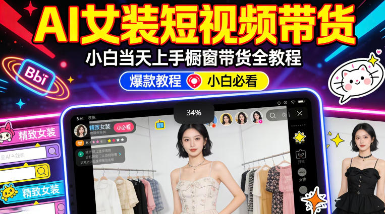 AI女装短视频橱窗带货：小白零门槛当天上手，高佣金爆款轻松賺！-时光论坛