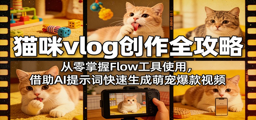 猫咪vlog创作全攻略：从零掌握Flow工具使用，借助AI提示词快速生成萌宠爆款视频-时光论坛