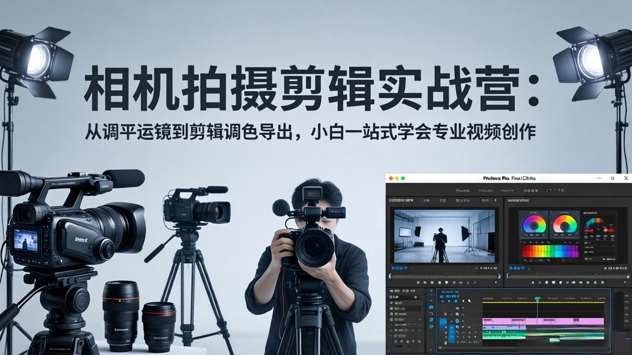 相机拍摄剪辑实战营：从调平运镜到剪辑调色导出，小白一站式学会专业视频创作-时光论坛