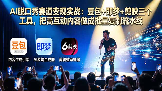 AI脱口秀赛道变现实战:豆包+即梦+剪映三个工具,把高互动内容做成批量复制流水线-时光论坛