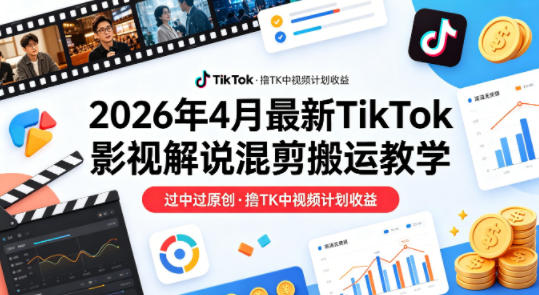 26年4月最新TikTok影视解说混剪搬运教学，过中过原创，撸TK中视频计划收益-时光论坛